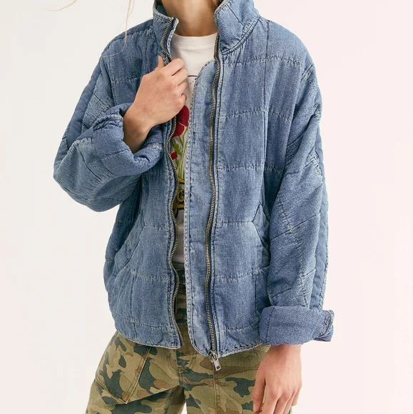 SOLD Free People Denim Dolman Jacket - Picture 1 of 9